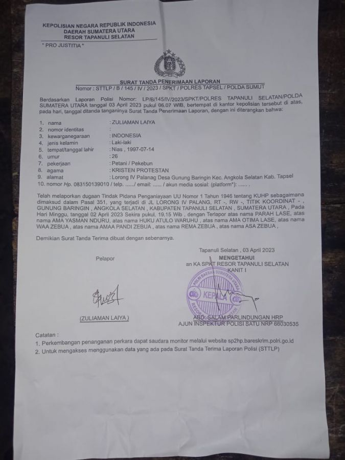 Akibat Mabuk Miras di Warung Sarosakhi Bulolo, Gerombolan Aniaya Zuliaman Laiya