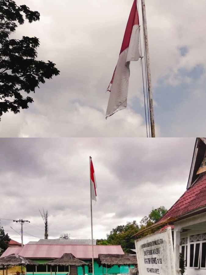Bendera Merah Putih Robek dan Kusam Berkibar di Lingkungan Kantor  Dinas Pendidikan Tapanuli Selatan