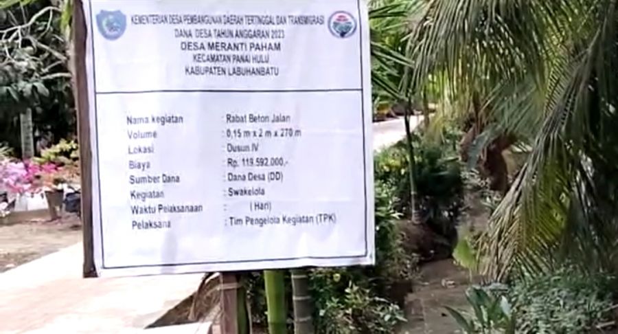 Diduga Korupsi DD, Pekerjaan Rabat Beton Senilai Rp 119 Juta Desa Meranti Paham di Tambal Sulam