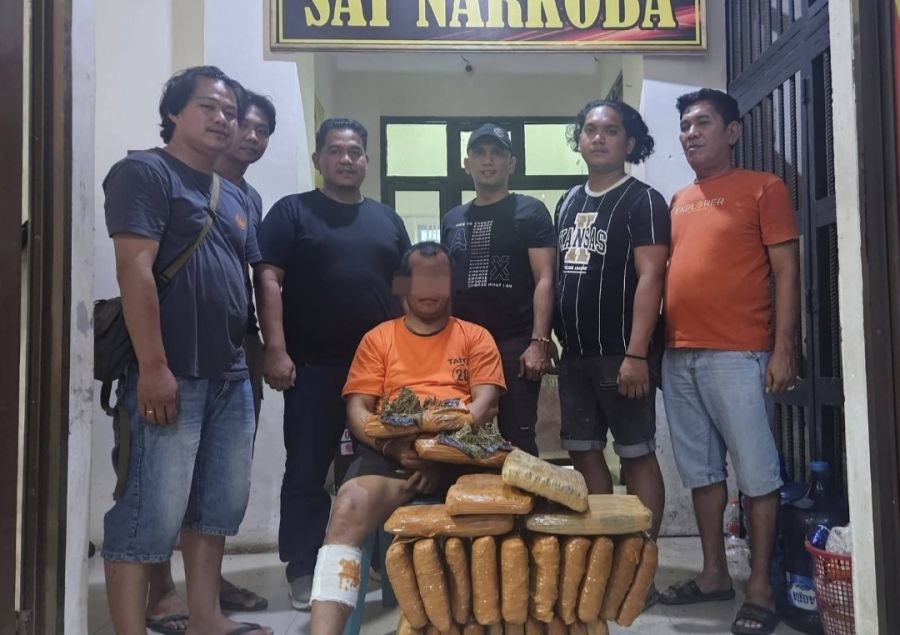 DOR, Pria Asal Kota Padang Bawa Ganja 26 Kg, Diamankan Satresnarkoba Polres Labusel