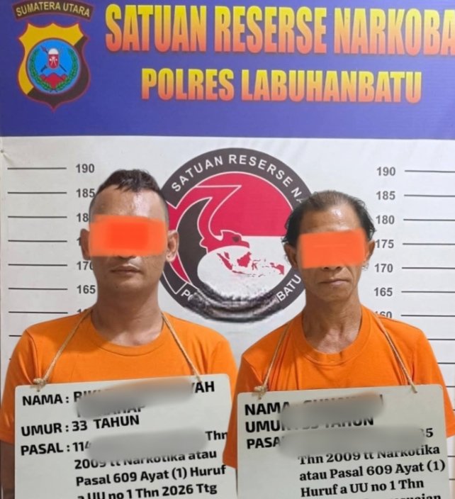 Dua Terduga Pengedar Sabu Dibekuk  Satresnarkoba Polres Labuhanbatu, Sita BB Narkotika dan Timbangan