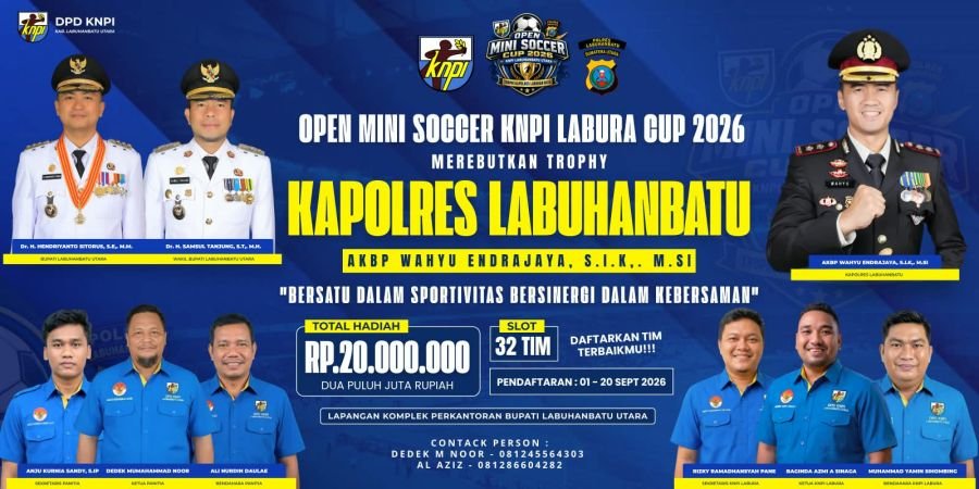 Jelang Kick Off 5 Oktober, 32 Tim Siap Ramaikan Turnamen Mini Soccer DPD KNPI Labura Piala Kapolres