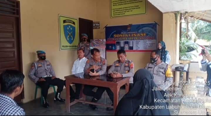 Kapolsek Kualuh Hulu Gelar Sosialisasi Aplikasi Super  Presisi Polri
