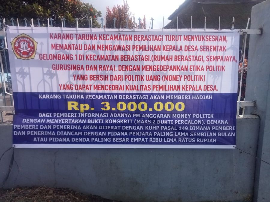 Karang Taruna Berastagi: Jangan Cederai Pilkades dengan Money Politik