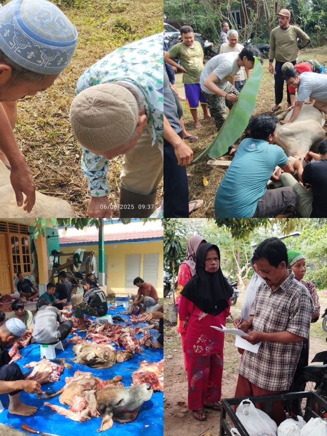 Masjid Al Mansurin LDII Rimbasoping Bagikan Daging Kurban Kepada Warga.