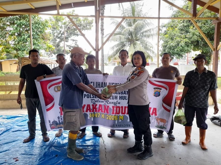 Momentum Idul Adha 1447 H, Polsek Kualuh Hulu Sembelih Hewan Kurban, 115 Paket Daging Dibagikan