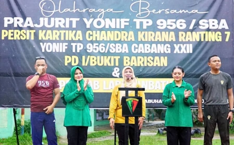 Pemerintah kabupaten Labuhanbatu Gelar Senam Bersama dengan Batalyon Infanteri Yonif 956/SBA