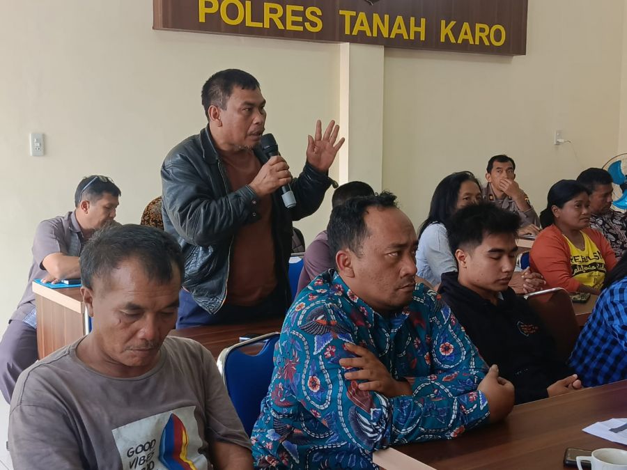Polres Karo Gelar Mediasi Terkait Kericuhan Pada 20 Februari 2023 di Gurukinayan Kecamatan Payung