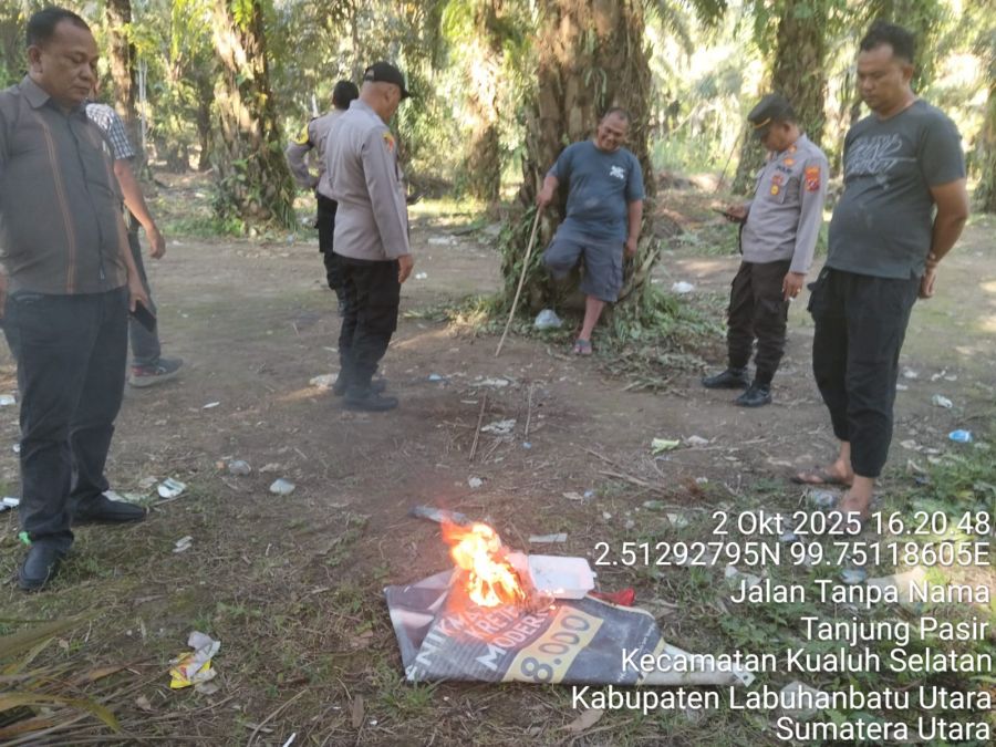 Polsek Kualuh Hulu Grebek Sarang Narkoba di Kampung Limpul Desa Tanjung Pasir