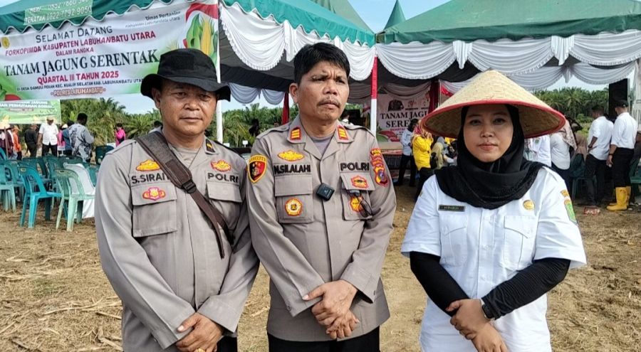 Polsek Kualuh Hulu Kolaborasi dengan Dinas Pertanian Labura Tanam Jagung Serentak