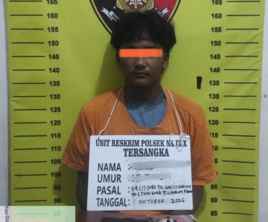 Unit Reskrim Polsek Na IX-X, Amankan Pria 19 Tahun dan Sita Barang Bukti Berupa Sabu 1.45 Gram