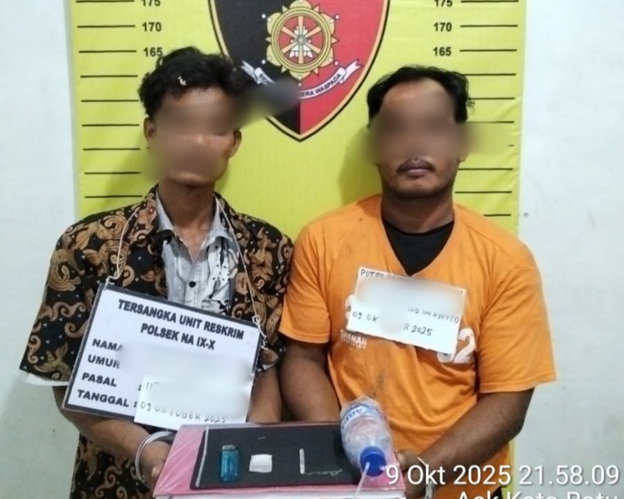 Unit Reskrim Polsek Na IX-X Ciduk Dua Pria di Rumah Kosong, Diduga Sedang Gunakan Narkotika