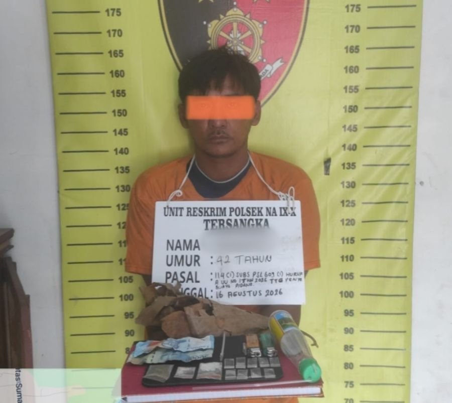 Unit Reskrim Polsek Na IX-X Tangkap Pria Diduga Simpan Sabu 2,14 Gram di Rumah Kosong